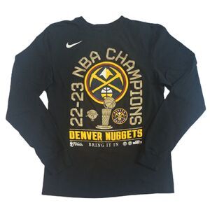 Nike Denver Nuggets NBA 22-23 Championship Black Long Sleeve Shirt Size Small